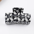 Ghost themed Halloween hair claw clip with black and white Boo pattern - Black White Letter Ghost Style (C7-4-7)