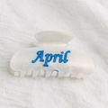 Molla per capelli bianca traslucida con scritta April blu e finitura madreperlacea - April Blu Bianco