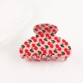 Pink hair claw clip with red cherry pattern made of glossy acrylic for women - Light Pink