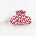 Creamy white hair claw clip with red cherry pattern made of acetate for women - Cream