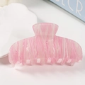 Pink and white marble texture large claw clip hair accessory with soft glossy finish - Pink Mist