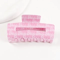Pinza per capelli rettangolare rosa con motivo a scritte Bride bianche ripetute - Grande / Rosa con Lettere Bianche (C14-2-17)
