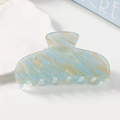 Elegant large hair claw clip with blue and brown marble texture resin finish - Light Blue
