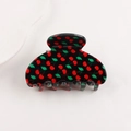 Elegante pinza per capelli nera con stampa di ciliegie rosse e finitura lucida - Nero