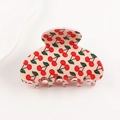 Elegante pinza per capelli beige con motivo a ciliegie rosse per donne di classe - Beige