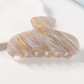 Large hair claw clip with elegant grey and white marble texture in high gloss finish - Gold Grey