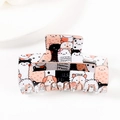Cute cartoon animal print square hair claw clip in pink and black glossy finish - Mixed Cat Dog Style (D7-2-23)