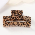 Vintage Haarklammer mit Leopardenmuster und bernsteinfarbener Schildpatt-Optik - Leopard-Muster Rechteck (Klein)