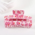 Pince à cheveux rose à motifs floraux et cœurs avec finition brillante pour femmes - Style Floral Rose (D1-1-19)