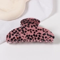 Rosa Haarklammer mit Leopardenmuster aus hochwertigem glänzendem Acetatmaterial - Rosa Leopard (C19-2-13)