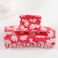 Pince à cheveux magenta avec motifs marguerites blanches et petits détails cœur - Style Floral Rouge Rose (D1-1-18)