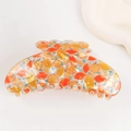 Large hair claw clip featuring vibrant citrus orange and lemon print patterns - Sweet Orange (C10-4-3)