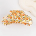 Translucent cream hair claw clip with orange citrus fruit print and scalloped edge - Mandarin (C10-4-5)