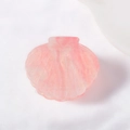 Pinza para el cabello con forma de concha rosa en resina con purpurina dorada fina - Forma Concha (D17-3-17) / Rosa Holográfico