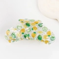 Pince à cheveux estivale ivoire translucide avec motif de citrons dynamique - Citron Vert (C10-4-1)
