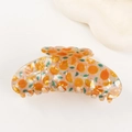 Pince à cheveux rose translucide avec motifs d'oranges pour coiffures d'été - Pulpe d'Orange (C10-4-4)