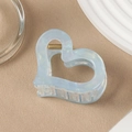 Pince à cheveux cœur évidé bleu clair iridescent avec ressort en métal doré - Bleu iridescent (B15-5-10)