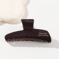 Minimalist deep brown resin hair claw clip with golden Barrette La France lettering - 10.5cm
