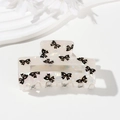 Iridescent pearlescent hair claw clip with black bow prints for women and girls - Black Bow