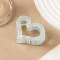 Iridescent light green heart-shaped hair claw clip with a glossy translucent finish - Ice Blue (C15-1-2)