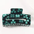 Saint Patrick's Day Haarspange mit grünem Kleeblatt Muster im rechteckigen Design - Dunkelgrünes Kleeblatt (B9-1-6)
