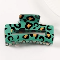 Green leopard print hair claw clip with glossy resin finish for Saint Patrick Day - Green Leopard Print (B9-1-2)