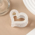 Hollow heart hair claw clip in iridescent pearlescent white with gold spring - Mermaid White (C15-1-5)