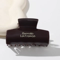 Elegante pinza per capelli marrone scuro con scritta Barrette La France stile francese - 7cm / Quadrato (D22-4-2)