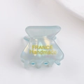 Pinza para el pelo de acetato azul claro traslúcido con texto France Handmade amarillo - Azul Claro Translúcido (C22-4-21)