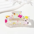 Creamy white acetic acid hair claw clip with colorful floral patterns in Korean style - Three-color Flowers