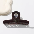 Dark brown translucent shark hair claw clip with Barrette La France gold lettering - 11.2cm