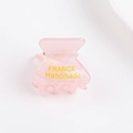 Pince à cheveux en acétate rose marbré avec lettrage jaune France Handmade - Marbre Rose Clair (C22-4-23)