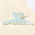 Pinza para el pelo grande azul claro iridiscente con orejas de conejo perladas - Azul Cielo