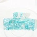 Pinza para el pelo grande con patrón de mármol azul y blanco con acabado nacarado - Textura Mármol Azul Cielo (C20-2-5)