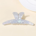 Pinza de pelo grande en acetato azul claro perlado con diseño de orejas de conejo suave - Azul Celeste