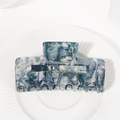 Pinza para el pelo de acetato con textura de mármol azul y violeta en forma rectangular - Textura Mármol Azul Púrpura (C20-2-4)