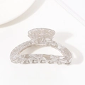 Elegant marble white acetate hair claw clip with a stylish hollowed shark fin design - Gray White Marble (C8-4-20)