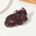 Pinza per capelli a forma di gatto in marmo rosso scuro per donna in resina acetato - Gatto Marmorizzato Caffè Scuro (D14-2-14)