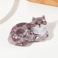 Graziosa pinza per capelli a forma di gatto in acetato grigio effetto marmo - Gatto Marmorizzato Grigio Viola (D14-2-15)