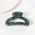 Deep sea green marble texture acetate hair claw clip with stylish hollow design - Dark Green Yellow Marble (C8-4-21)