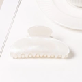 Minimalist pearl white hair claw clip with iridescent finish for women's hairstyles - Iridescent Pearl White Style (C14.1-6)