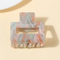 Elegant square hair claw clip with pink and green oil painting texture resin finish - Pink and Green Oil Painting Pattern
