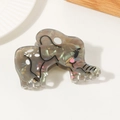 Simpatica molletta per capelli a elefante con trama perlata colorata in acetato - Elefante Marmorizzato Grigio Verde (D14-2-11)