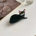 Creative black cat hair claw clip made of marble texture acetate for women - Black Cat Shape (Black)