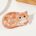 Simpatico fermaglio per capelli a forma di gatto arancione con trama marmorea - Gatto Marmorizzato Arancione (D14-2-16)