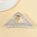 Pinza per capelli triangolare cava iridescente con riflessi perlati e molla dorata - Blu scuro