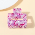 Pinza de pelo cuadrada con efecto mármol violeta y magenta para peinados elegantes - Pinza Cuadrada Mediana (D11-2-16) / Mármol Blanco Púrpura con Magenta