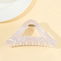 Hollow triangle hair claw clip in pearlescent pink and white finish with metal spring - Champagne AB