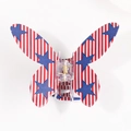 French style butterfly hair claw clip featuring a vintage American flag star and stripe design - Star Stripe Variant B (D5-3-15)