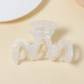 Pinza per capelli bianco perla iridescente con design a onde per acconciatura elegante - Bianco Perla Iridescente (C9-4-1)
